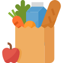 Pacote de compras de alimento